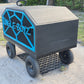 Stuntwalls Stuntbox GameDay MAX custom portable bluetooth sound system with CNC team graphics, rugged bedliner outdoor enclosure and all terrain wagon base.