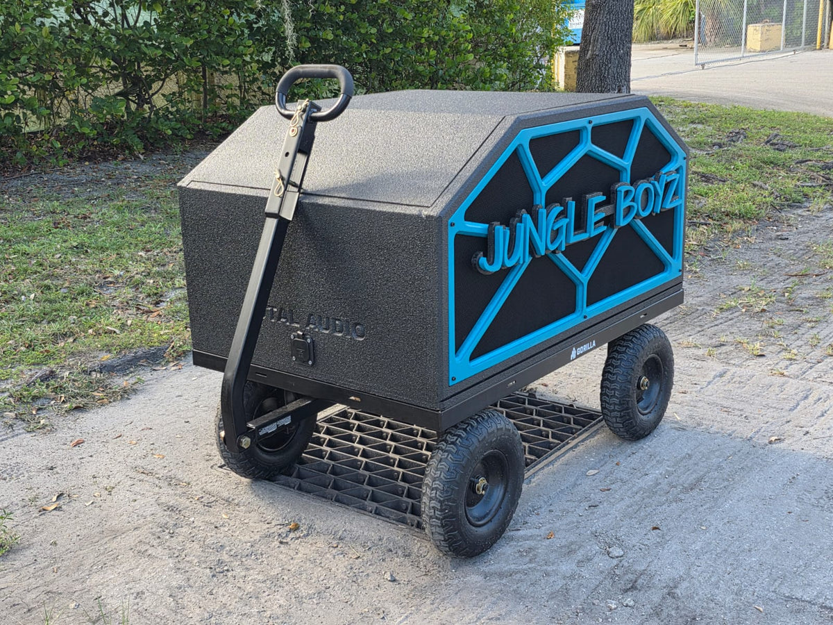 Stuntwalls Stuntbox GameDay MAX battery powered bluetooth football team sound system with custom team lettering and professional outdoor pro audio.